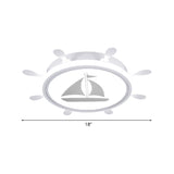 Mediterranean Acrylic Led Bedroom Flushmount With Sailboat Pattern | Rudder Flush-Mount Light