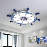 Led Blue Flush Light Fixture For Nursery Acrylic Rudder Mount Spotlight Mediterranean Style