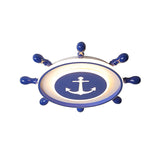 Mediterranean Led Flush Ceiling Light With Acrylic Shade In Blue Rudder Design 16/19.5 Width