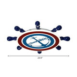 Rudder Boys Bedroom Flush Light Iron Led Flushmount In Blue Choice Of Warm Or White -