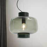 Vintage Black Bistro Pendant Light Kit With Smoke Glass Shade