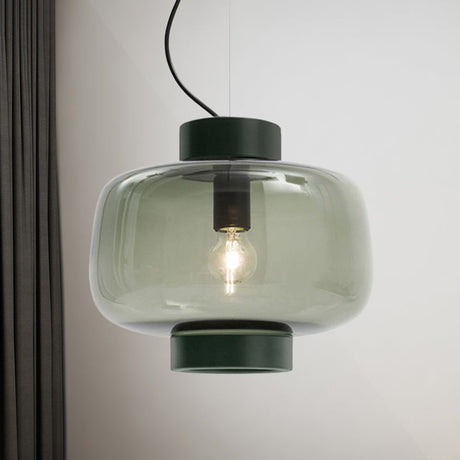 Vintage Black Bistro Pendant Light Kit With Smoke Glass Shade