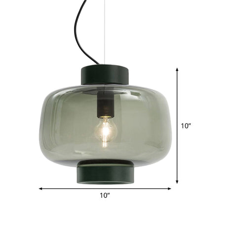 Vintage Black Bistro Pendant Light Kit With Smoke Glass Shade