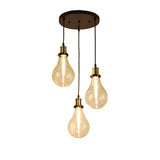 Bare Bulb Industrial Brass Pendant Light With Multi Ceiling Lights Clear Glass - Round Canopy Set Of