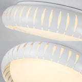 Simple Metal Led Ceiling Flush Mount Light White/Black With Hollow Shade For Living Room 18.5/22.5