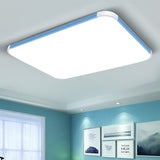 Geometric Led Flush Mount Lamp In Macaron Colors - 12’/15’/17’ Wide Blue / 17’ White
