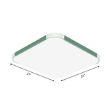Geometric Led Flush Mount Lamp In Macaron Colors - 12’/15’/17’ Wide
