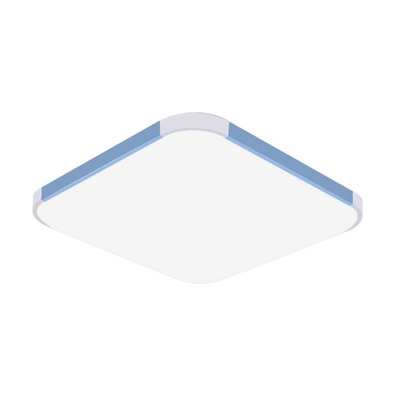 Geometric Led Flush Mount Lamp In Macaron Colors - 12/15/17 Wide
