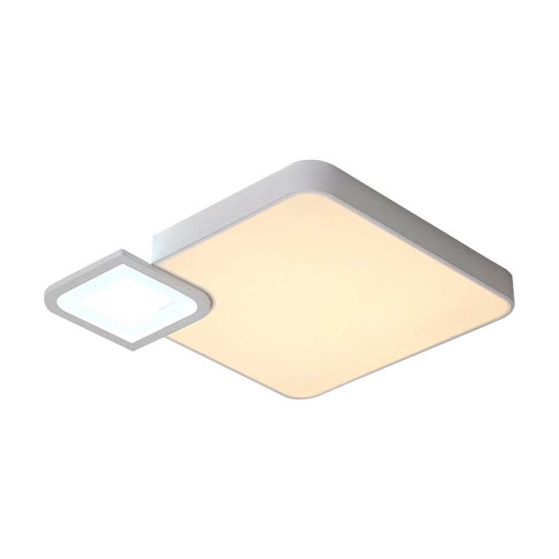 Modern Metal Flush Mount Ceiling Light For Living Room - White/Black Led Warm/White 18/21.5 Wide