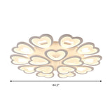 Heart Acrylic Shade Flush Mount Light For Bedroom - White Ceiling Lamp In Warm/White/Natural 9/12/15