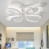 Contemporary Clear And White V-Shaped Flush Mount Led Light Fixture - Acrylic Ceiling With 4/6/9