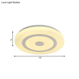 15’/19’ Contemporary Acrylic Led Round Flush Mount Fixture For Bedroom Lighting In Black And White