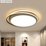 15’/19’ W Led Flush Ring Light - Simple Style Metal Ceiling Lighting In Black/White