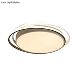 15’/19’ W Led Flush Ring Light - Simple Style Metal Ceiling Lighting In Black/White