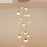 15-Head Silver-Gold Globe Multi Pendant Light - Minimalist Acrylic Bubble Hanging Fixture