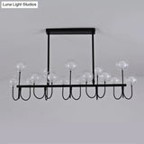 15-Light Black Ceiling Light: Modern Clear Glass Globe Pendant With Adjustable Hanging Cord