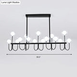 15-Light Black Ceiling Light: Modern Clear Glass Globe Pendant With Adjustable Hanging Cord