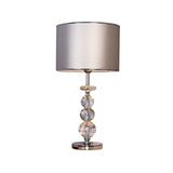 Contemporary Crystal Globe Table Lamp With Beveled Design Barrel Fabric Shade - 1 Light