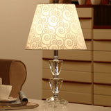 Modern Clear Crystal Globe/Triangle Desk Lamp In White/Silver With Conical Shade White