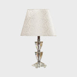 Modern Clear Crystal Globe/Triangle Desk Lamp In White/Silver With Conical Shade