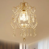 Crystal Suspension Light With Curvy Arm - Contemporary 1-Head Lantern Down Lighting In