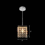 Modern Crystal Cube Suspension Lamp: 1-Light Ceiling Hang Fixture In Chrome