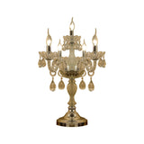 Traditional Clear Crystal Candelabra Table Lamp - 5/6/7 Heads Chrome Nightstand Light