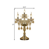 Traditional Clear Crystal Candelabra Table Lamp - 5/6/7 Heads Chrome Nightstand Light