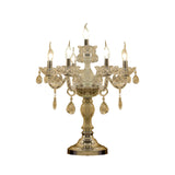 Traditional Clear Crystal Candelabra Table Lamp - 5/6/7 Heads Chrome Nightstand Light