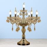 Traditional Clear Crystal Candelabra Table Lamp - 5/6/7 Heads Chrome Nightstand Light