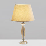 Fabric Shade Table Lamp With Crystal Base - Traditional White/Flaxen/Coffee Ideal For Study Room