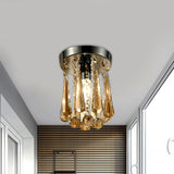 Modern Round Canopy Crystal Flush Mount Ceiling Lamp