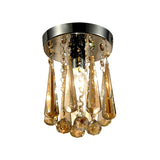 Modern Round Canopy Crystal Flush Mount Ceiling Lamp