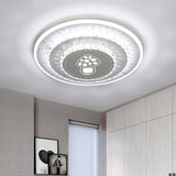 Modern Led Crystal Block Flush Mount Light Fixture With Rhombus/Cobble/Loving Heart Patterns In