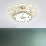 Modern Gold Finish Led Ceiling Lamp With Clear Crystal Cherry Blossom Design And Multi-Color