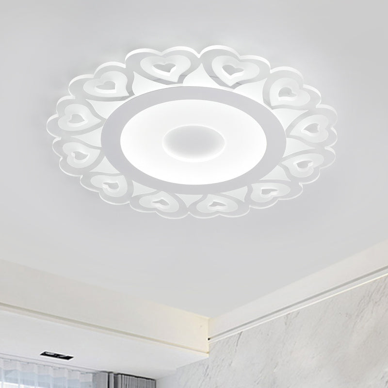 Ultra Thin Heart Pattern Led Ceiling Light - Simple Acrylic Flush Mount White 16/19.5/23.5 Dia