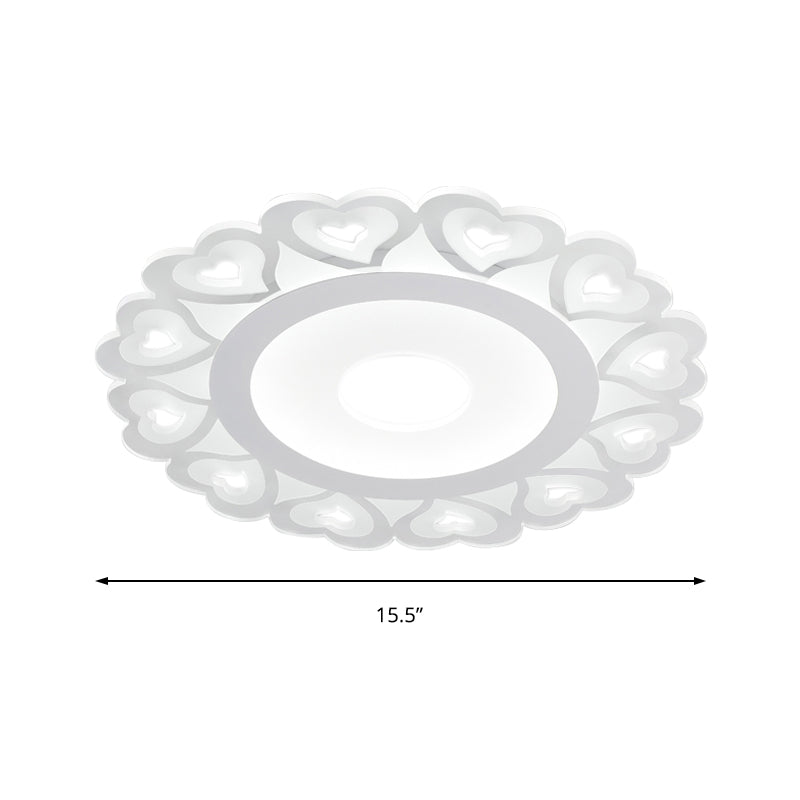 Ultra Thin Heart Pattern Led Ceiling Light - Simple Acrylic Flush Mount White 16/19.5/23.5 Dia