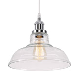 Vintage Chrome Barn Ceiling Pendant Light With Clear Glass - Ideal For Kitchen