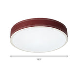 Nordic Led Disk Ceiling Light Red/Blue/Green Leather Flush Mount For Bedroom Warm/White 12/16/19.5
