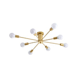 Contemporary Gold Starburst Ceiling Chandelier - Flush Mount Light For Bedroom (6/8/10 Heads)