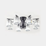 Crystal Shade Nordic Metal Semi Flush Mount Light (6/8/10 Lights) - Black Ceiling Fixture
