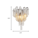 Modern Silver Metal Chain Draped Flush Mount Ceiling Light Fixture For Living Room With 6 Lights