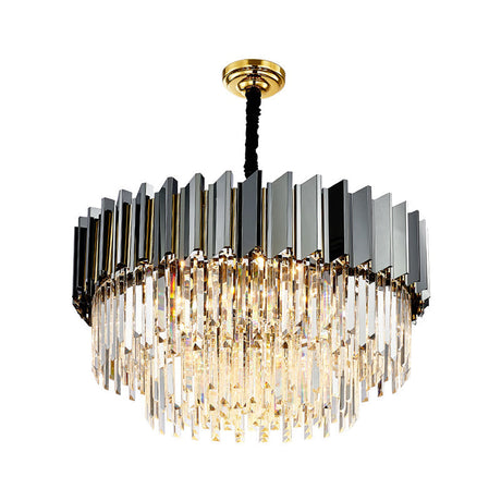Stylish Vintage Silver Chandelier With Crystal Block For Living Room Décor