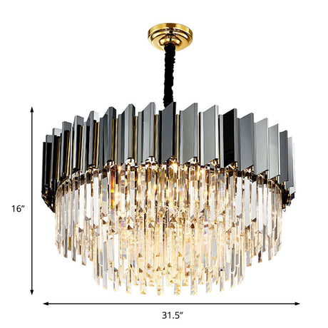 Stylish Vintage Silver Chandelier With Crystal Block For Living Room Décor