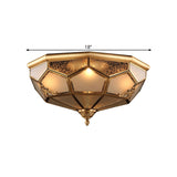 Traditional Opal Glass Ceiling Light Fixture - 14/18 Wide 3/4-Head Flush Mount In Brass