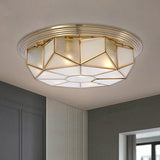 Opal Glass 6-Bulb Brass Geometric Ceiling Light Fixture For Rural-Style Living Room