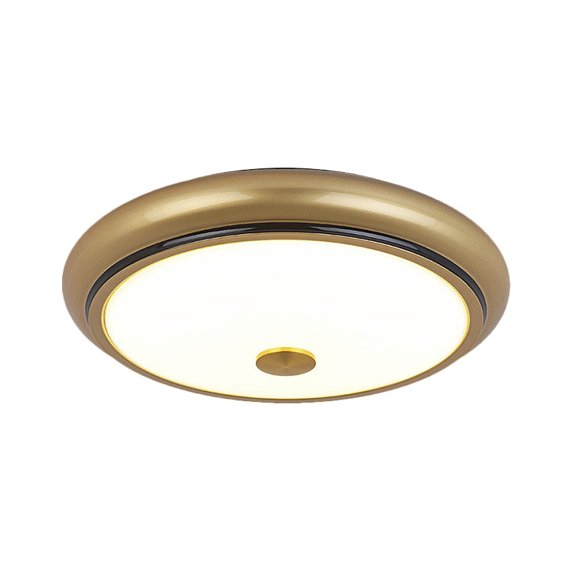 Traditional Circular Led Flush Mount Ceiling Light Fixture - 13/16/19.5 Wide Black/Gold With White