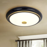 Traditional Circular Led Flush Mount Ceiling Light Fixture - 13/16/19.5 Wide Black/Gold With White