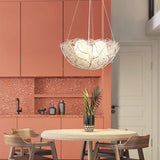 Contemporary Nest Metal Chandelier With 2 White Glass Ball Shade Lights - 16/19.5 Wide Silver / 19.5