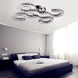 Modern Curved Ceiling Crystal And Metal Sconce Light In Chrome For Bedroom - Warm/White/3 Color